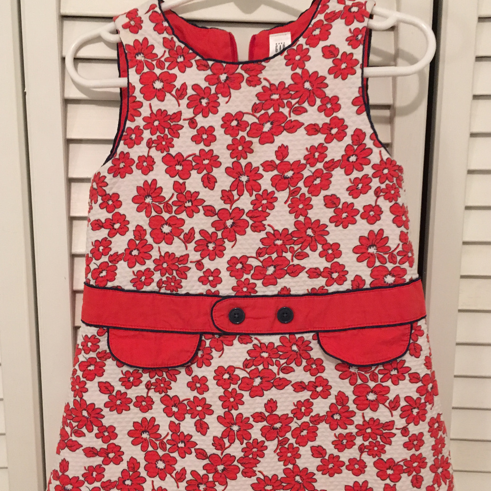 Red and Cream Floral Baby Gap Dress/Jumper